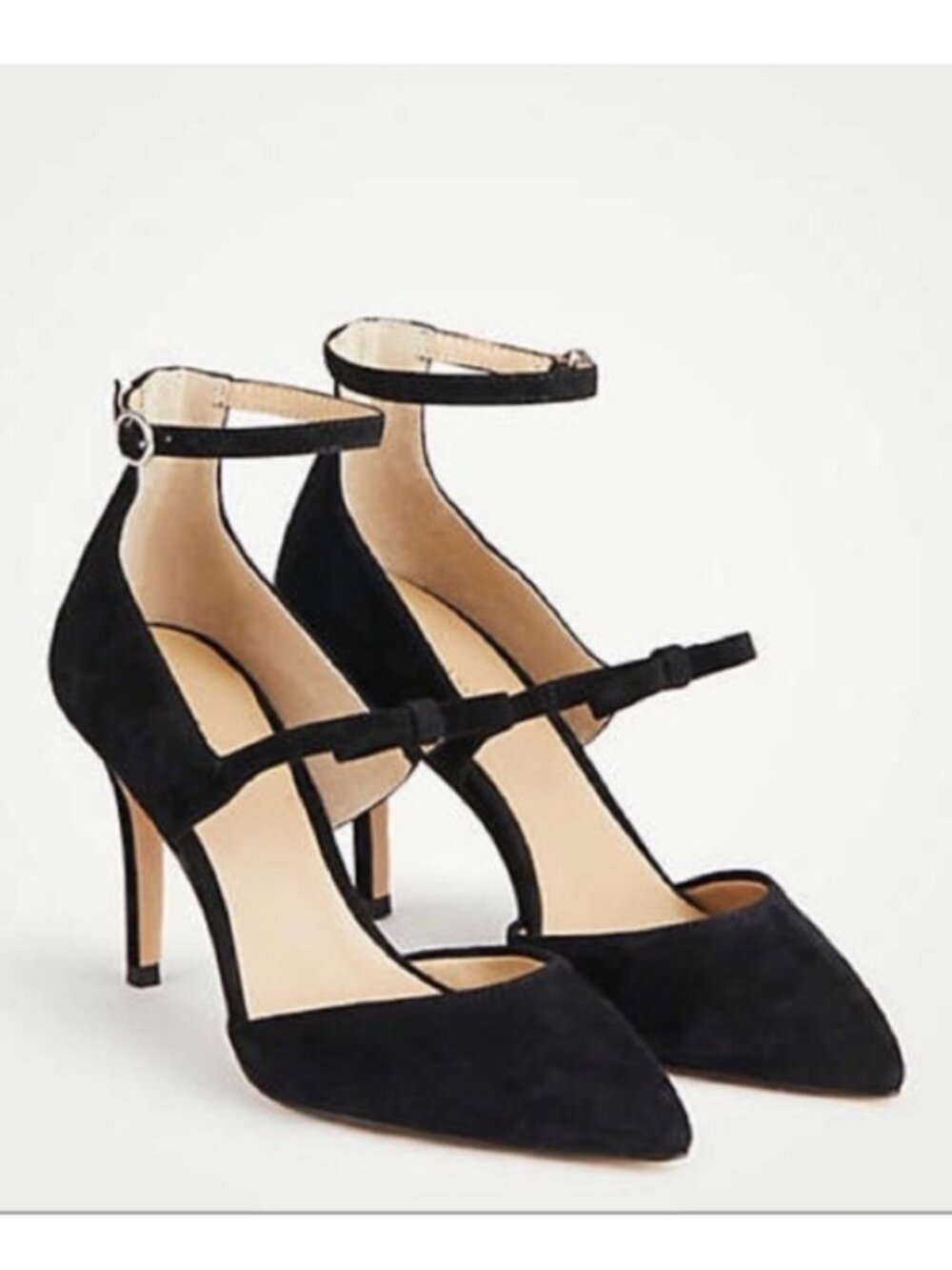 Ann Taylor LeAnna Black Suede Bow Pumps